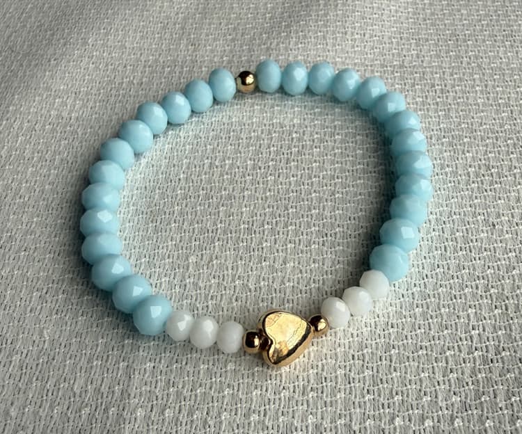 Pieza Corazón celeste y blanco